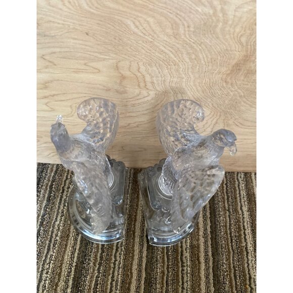 Vintage Imperial Glass Eagle Bookends Pair 9.5" Mid Century Americana - Picture 4 of 16